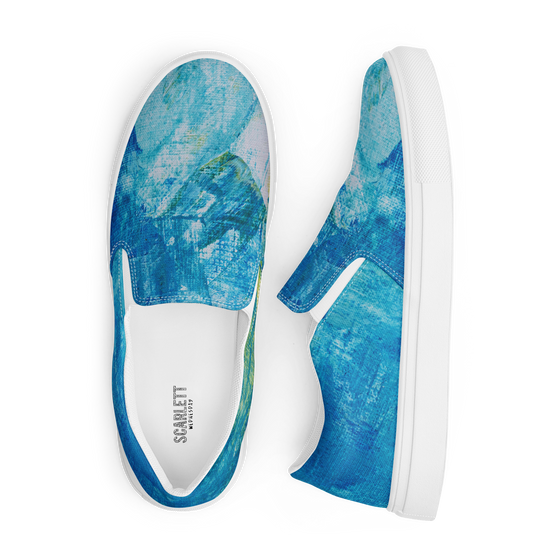 Blue Abstract Slip-ons